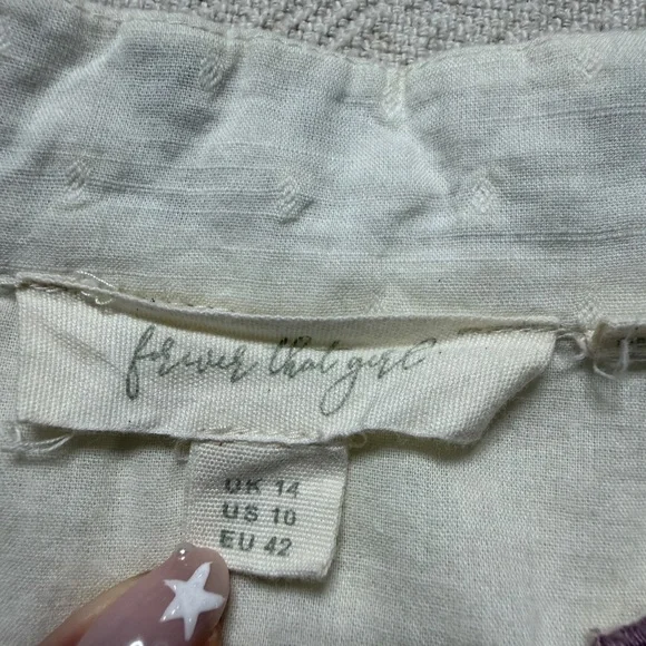 Anthropologie Forever That Girl Embroidered Peasant Blouse Swiss Dot Top 10 - Picture 7 of 9